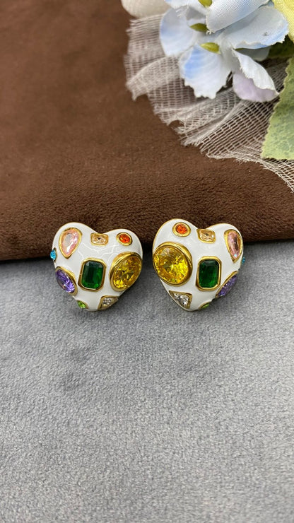 Cupid Prism Heart Stud Earrings – Valentine Special Multi-Stone Jewellery | Senoritabyparnita