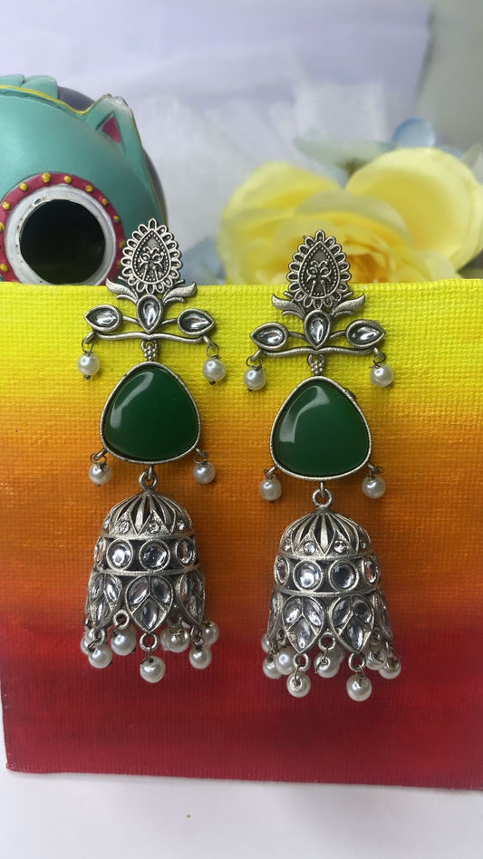 LONG OXIDISED PEARL JHUMKAS