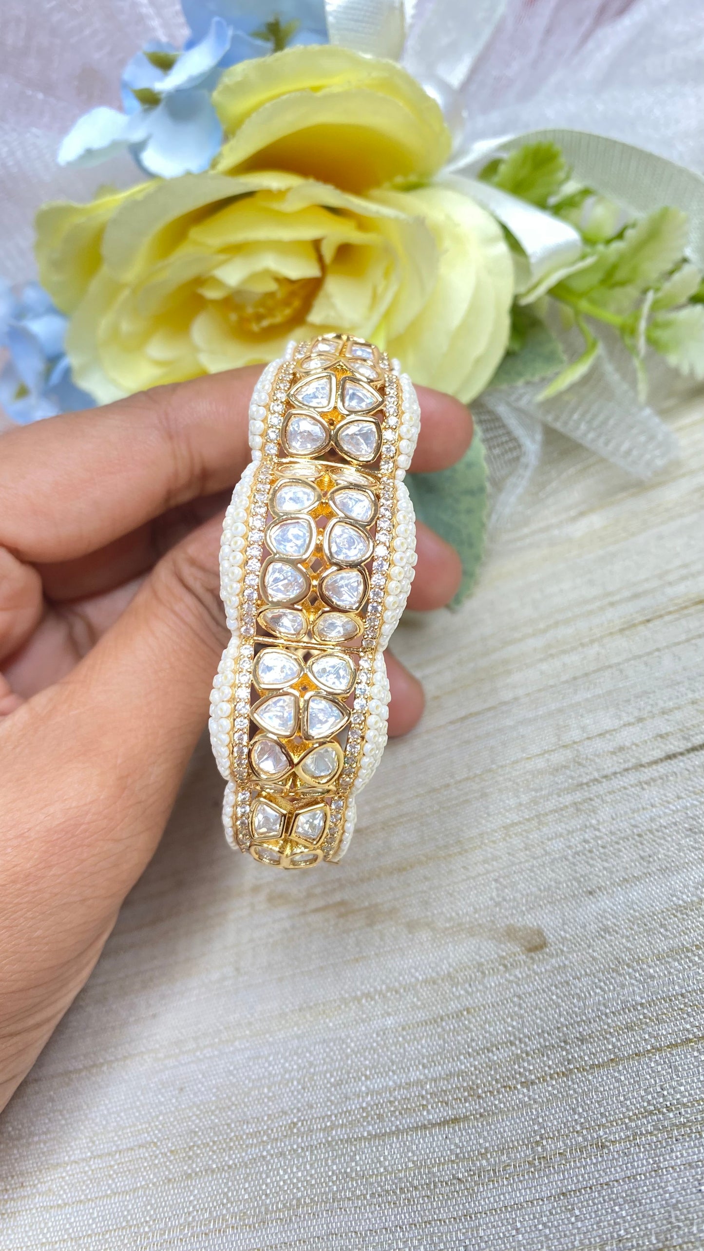 Pearl kundan bracelet