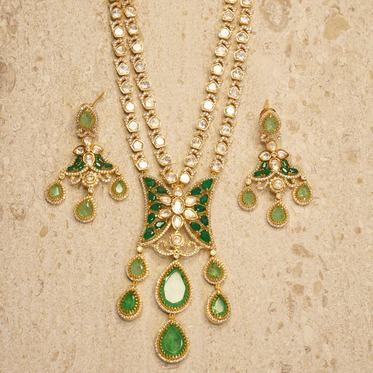 Emerald Polki Bridal Necklace Set