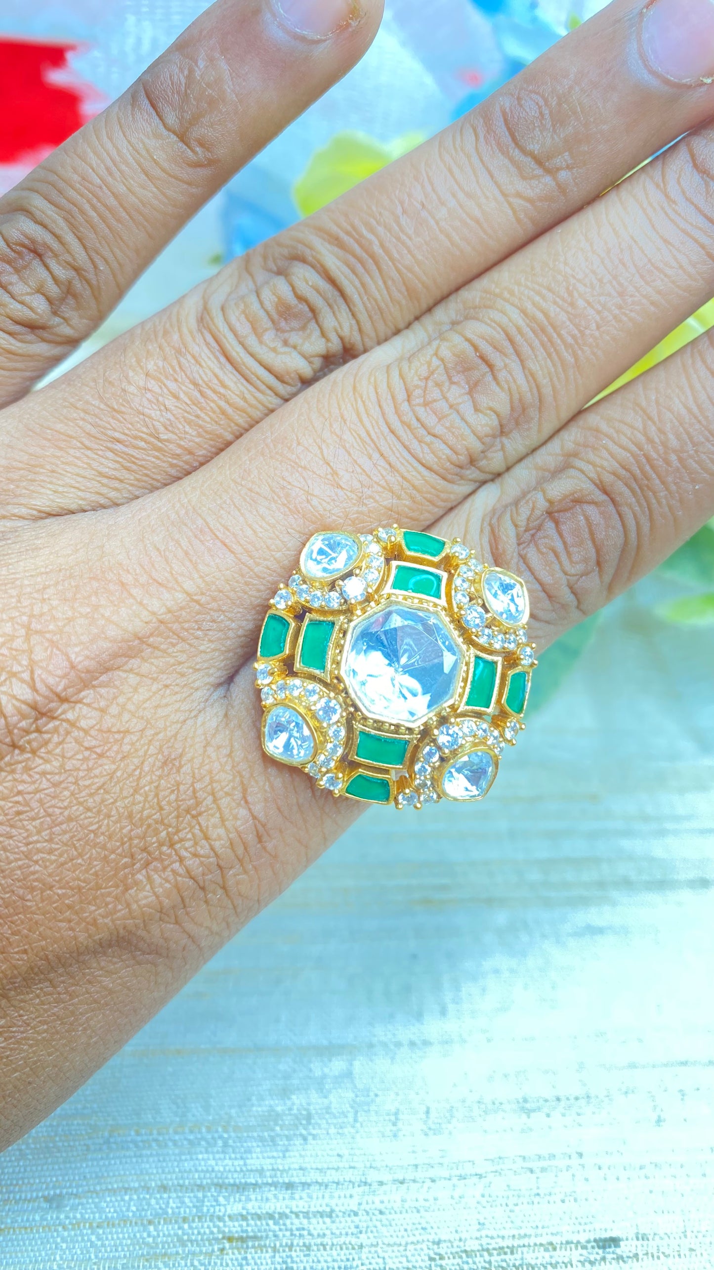 Kundan mirage ring