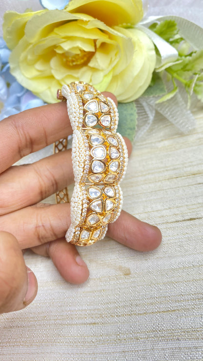 Pearl kundan bracelet