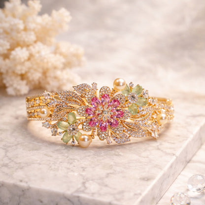 Royal Bloom  diamond Floral Statement bracelet