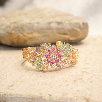 Royal Bloom  diamond Floral Statement bracelet