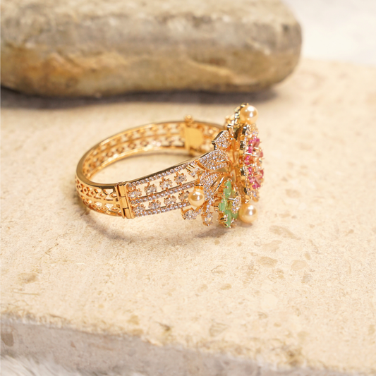Royal Bloom  diamond Floral Statement bracelet