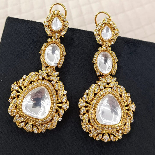 Golden Kundan long earrings