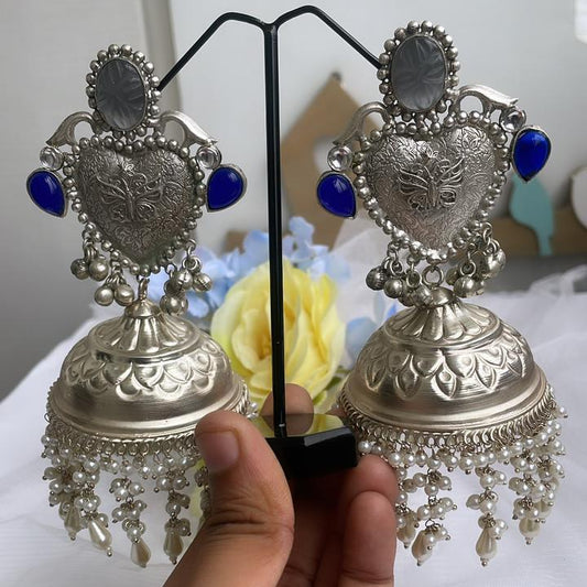 Silver Plated Love Jhumkas