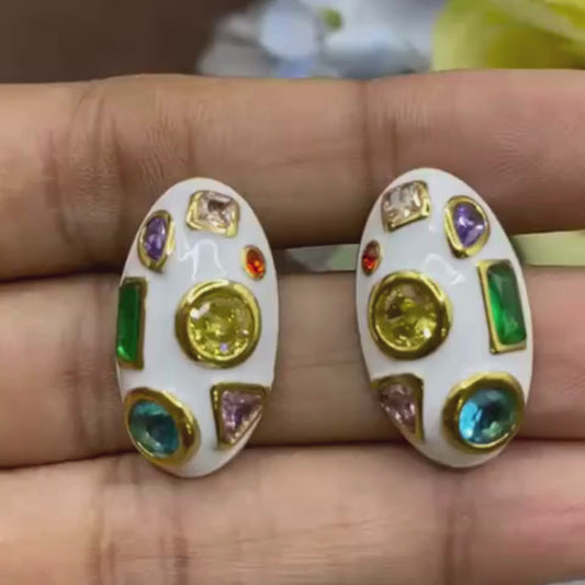 Nazia Multi stone stud earrings
