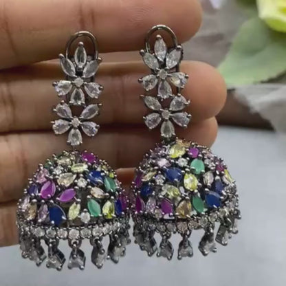 Noir Bloom Multicolour Jhumka Earrings ❤️