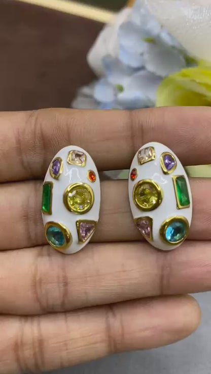 Nazia Multi stone stud earrings