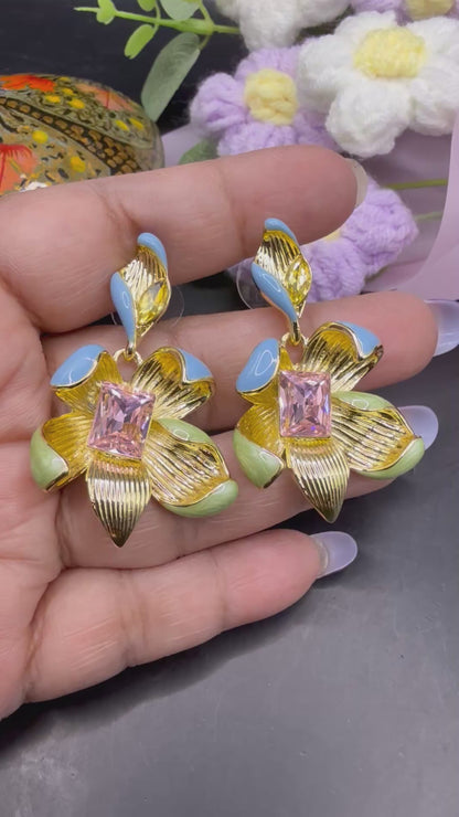 Swaroski Floral Statement Earrings