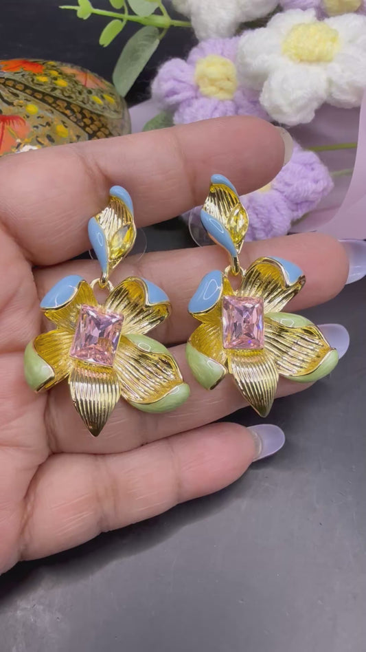 Swaroski Floral Statement Earrings